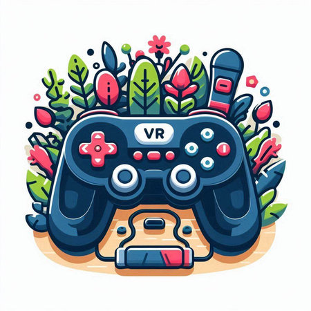 Gamepad in doodle style on white background. Vector illustration.のイラスト素材