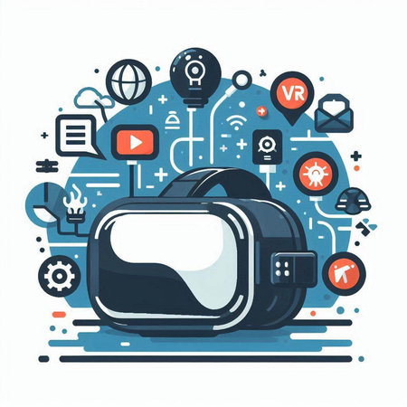 Virtual reality goggles. Future technology concept. Vector illustration in flat styleのイラスト素材