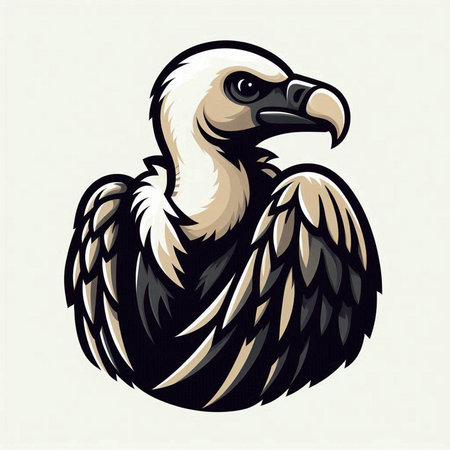 Griffon vulture vector illustration in black and white colors.のイラスト素材