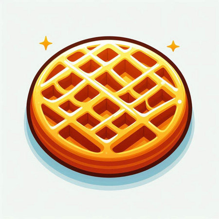 Illustration of a round waffle isolated on a white background.のイラスト素材