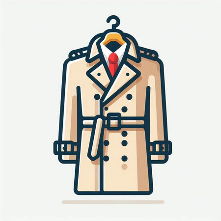 Womens coat on hanger. Vector illustration in flat styleのイラスト素材