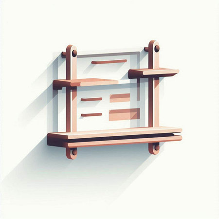 Wooden shelf on white background. Vector illustration. Eps 10.のイラスト素材