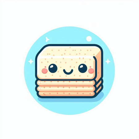 Cute kawaii sandwich icon. Vector illustration in cartoon styleのイラスト素材