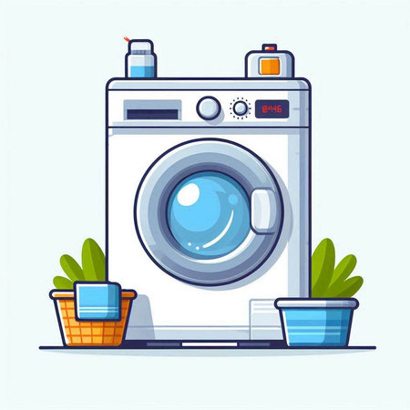 Washing machine in flat style. Laundry service. Vector illustrationのイラスト素材