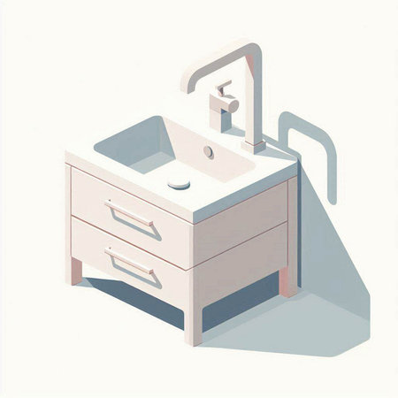 Bathroom with sink and faucet. Vector illustration.のイラスト素材