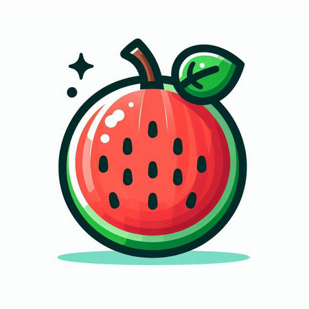 Watermelon fruit icon isolated on white background. Vector illustration in cartoon style.のイラスト素材