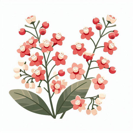 Beautiful red and pink flowers isolated on white background. Vector illustration.のイラスト素材