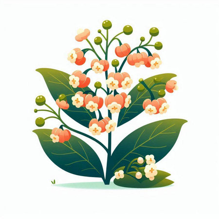 Flowers and leaves on a white background. Vector illustration of flowers.のイラスト素材
