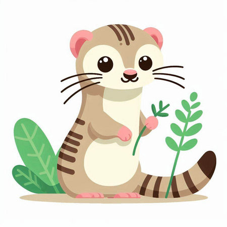 Cute otter with a flower in its paws. Vector illustration.のイラスト素材