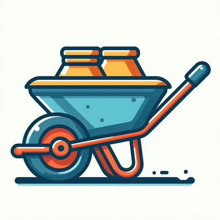 Wheelbarrow icon. Vector illustration of a wheelbarrow.のイラスト素材