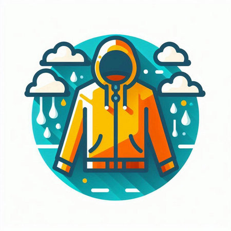 Raincoat flat icon. Rainy season, cold weather. Vector illustrationのイラスト素材