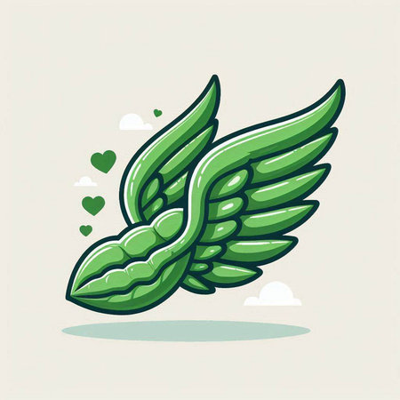 Vector illustration of a green winged bird in the form of heartのイラスト素材