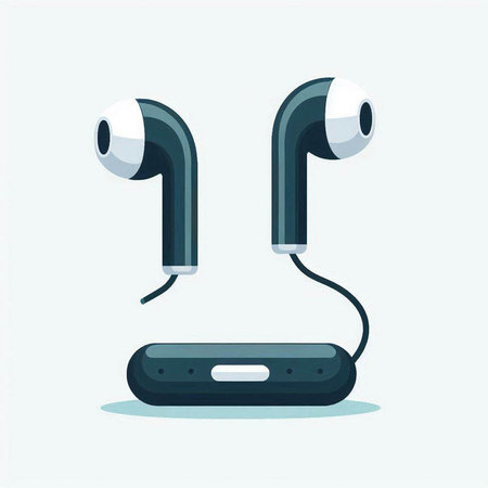 Wireless headphones isolated on white background. Vector illustration in flat style.のイラスト素材