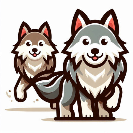 Cute cartoon siberian husky dog. Vector illustration.のイラスト素材