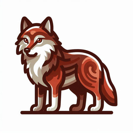 Illustration of a wolf dog standing viewed from front on isolated white background done in retro style.のイラスト素材