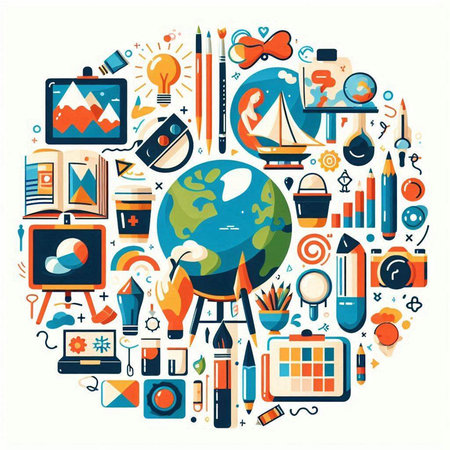 Flat design illustration concept of education and learning. Back to school. Vector illustrationのイラスト素材