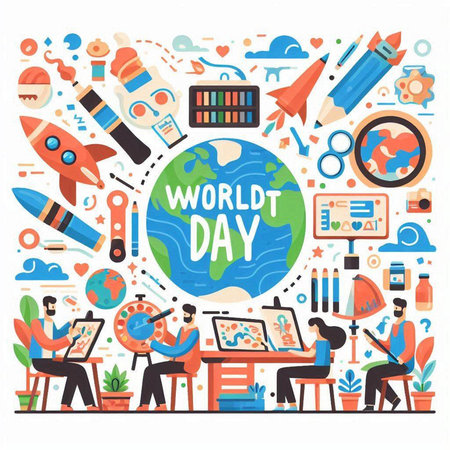 World Day concept. Flat design vector illustration. World Day poster.のイラスト素材