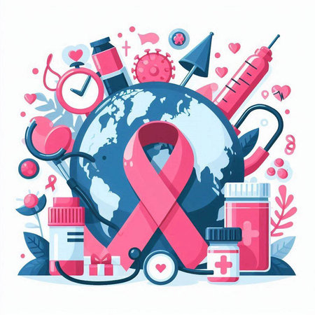 World cancer day concept. Vector illustration of world cancer day in flat style.のイラスト素材