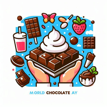 Chocolate Day. Vector illustration in flat style on white background.のイラスト素材