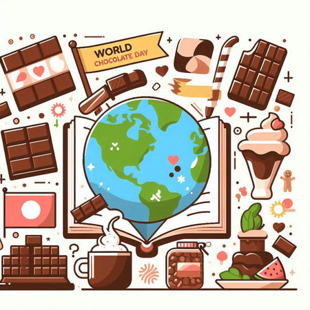 World Chocolate Day banner. Vector illustration of World Chocolate Day poster.のイラスト素材