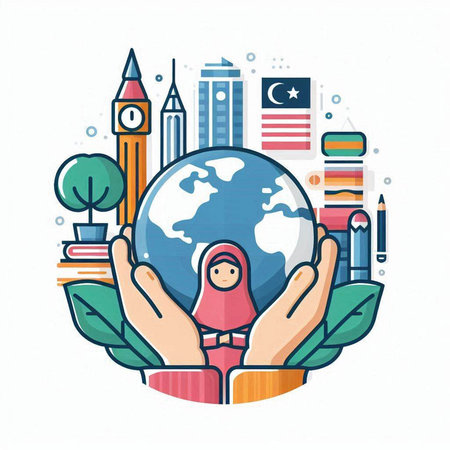 Flat design modern vector illustration concept of education, knowledge, learning, knowledge, science, study, school, university.のイラスト素材