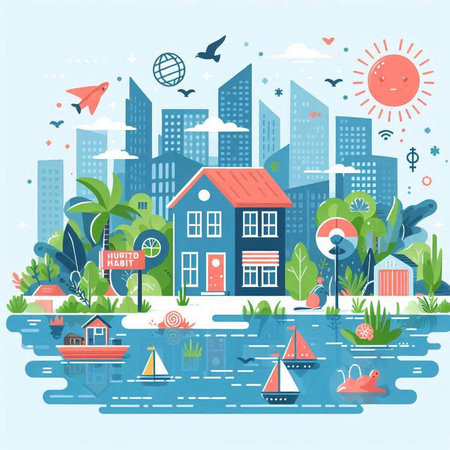 Ecology concept. Save the planet. Green energy. Vector illustrationのイラスト素材