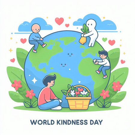 World Kindness Day Vector Illustration. Suitable for greeting card, poster and banner.のイラスト素材