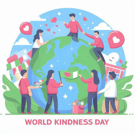 World Kindness Day concept in flat design. World Kindness Day vector illustration.のイラスト素材