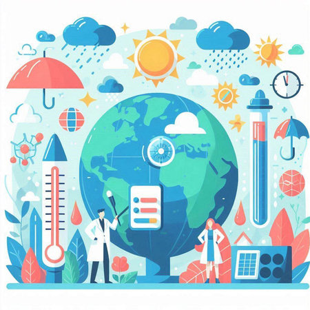 Vector illustration of flat design concept of global warming, climate change and global warming.のイラスト素材