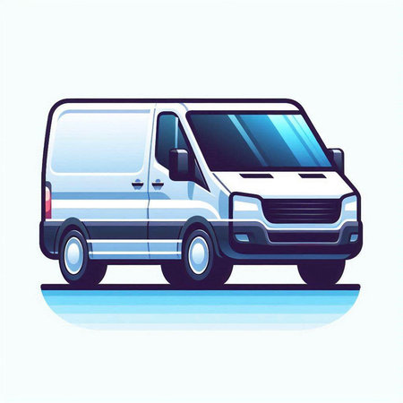 Vector illustration of a commercial van on a white background. Side view.のイラスト素材
