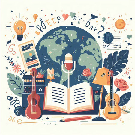 Vector illustration of world music day concept in flat style. Elements for your designのイラスト素材