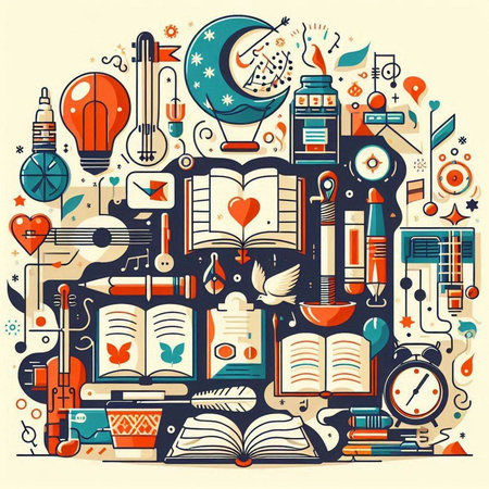 Back to school background with doodle elements. Vector illustration.のイラスト素材