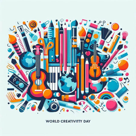 Welcome back to school background with different school supplies. Vector illustration.のイラスト素材