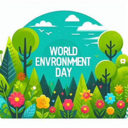 World Environment Day vector illustration. World environment day poster design with flowersのイラスト素材