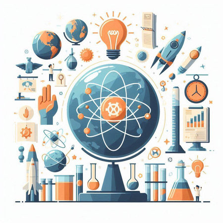Science and education concept. Vector illustration of science and education icons.のイラスト素材