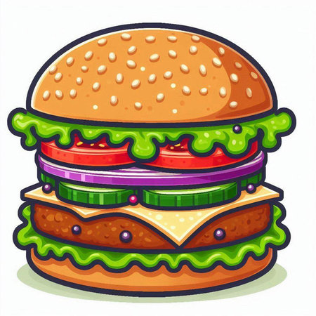 Illustration of a hamburger on a white background, vector illustrationのイラスト素材