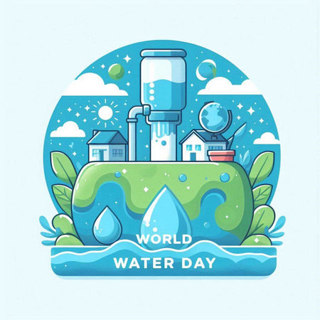 World Water Day. Vector illustration in flat cartoon style. Elements for designのイラスト素材