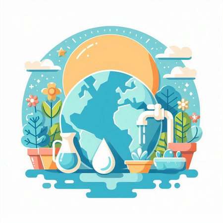 Flat design vector illustration concept of Earth day, save planet and environment.のイラスト素材