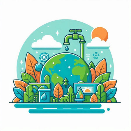 Ecology concept, save the planet, save the world, vector illustrationのイラスト素材