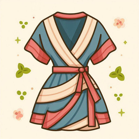 Vector illustration of a woman in a kimono with a patternのイラスト素材