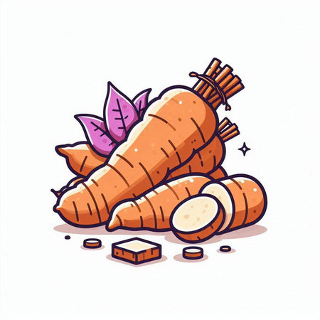 Vector illustration of carrot. Isolated on a white background. Cartoon style.のイラスト素材
