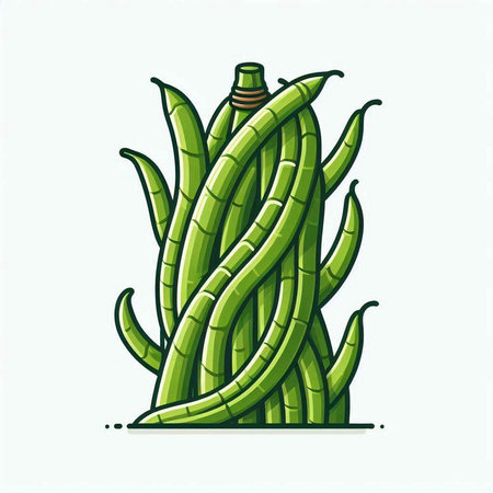 Vector illustration of green beans. Isolated on a white background.のイラスト素材