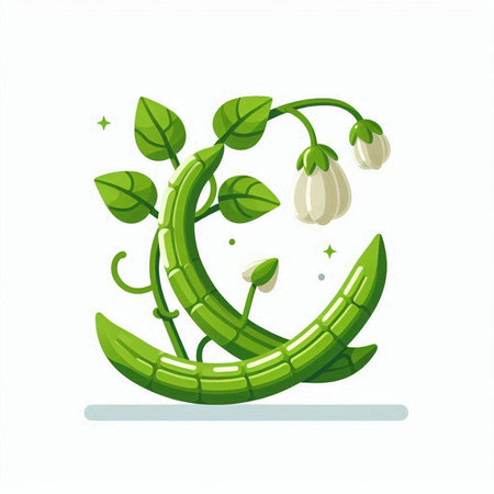 Vegetable vector illustration. Cucumber and lily of the valley.のイラスト素材