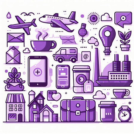 Vector line art illustration of travel and tourism. Icons for web and print.のイラスト素材