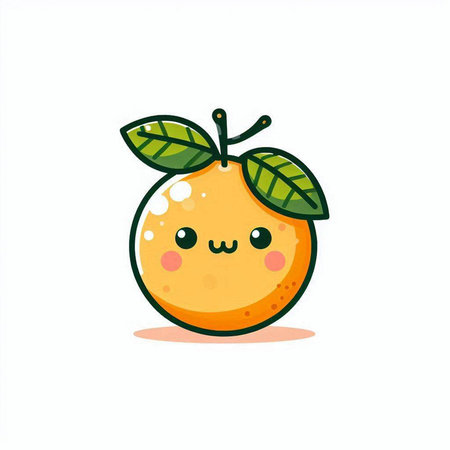 Cute orange fruit character. Vector illustration isolated on white background.のイラスト素材