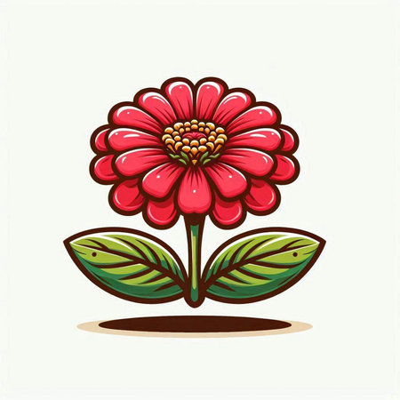 Zinnia flower isolated on white background. Hand drawn vector illustration.のイラスト素材