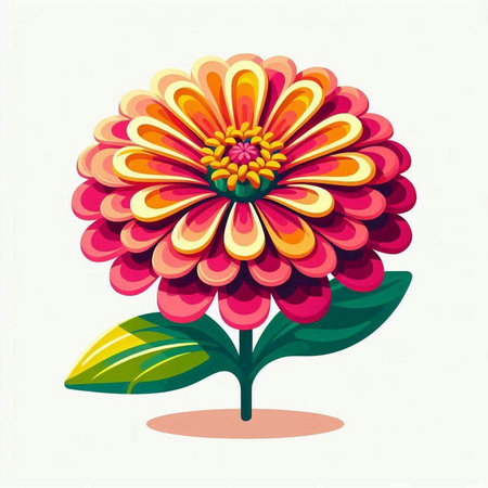 Zinnia flower on a white background. Vector illustration of a flower.のイラスト素材