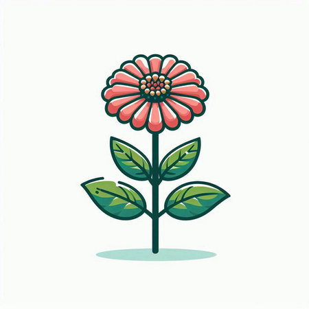 Flower icon with leaves. Vector illustration in a flat style.のイラスト素材
