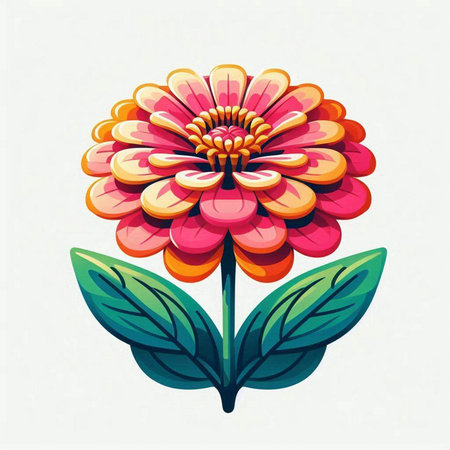 Zinnia flower vector illustration. Zinnia flower isolated on white background.のイラスト素材