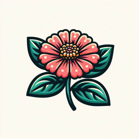 Cute flower with green leaves. Vector illustration in cartoon style.のイラスト素材